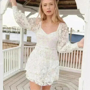 NWOT LOVESHACKFANCY Alela cotton-blend corded lace mini dress SZ 12